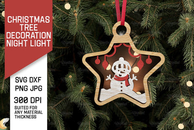 Christmas Tree Decoration Laser Cut. Christmas Night Light SVG SVG Evgenyia Guschina 