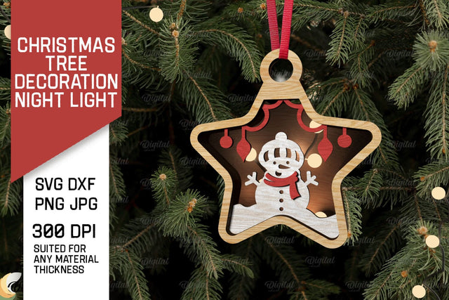 Christmas Tree Decoration Laser Cut. Christmas Night Light SVG SVG Evgenyia Guschina 