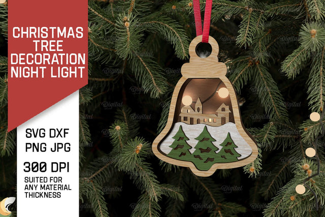 Christmas Tree Decoration Laser Cut. Christmas Night Light SVG SVG Evgenyia Guschina 