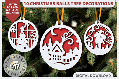 Christmas Tree Decorations Laser Cut Bundle. Tree Balls SVG SVG Evgenyia Guschina 