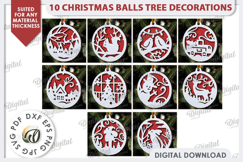 Christmas Tree Decorations Laser Cut Bundle. Tree Balls SVG SVG Evgenyia Guschina 