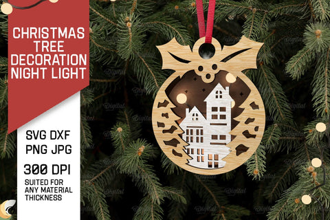 Christmas Tree Decorations LaserCut Bundle. Xmas Night Light SVG Evgenyia Guschina 