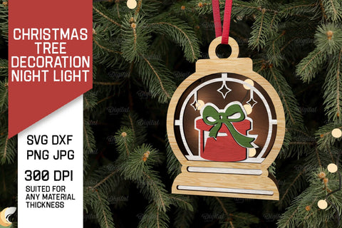 Christmas Tree Decorations LaserCut Bundle. Xmas Night Light SVG Evgenyia Guschina 