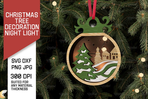 Christmas Tree Decorations LaserCut Bundle. Xmas Night Light SVG Evgenyia Guschina 