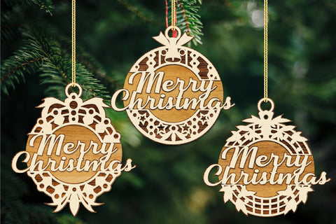 Christmas Tree Decorative Ornaments SVG LaserCutano 