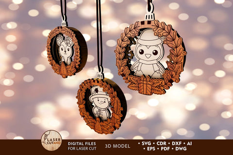 Christmas Tree Decorative Ornaments Template, Laser Cut Files SVG LaserCutano 