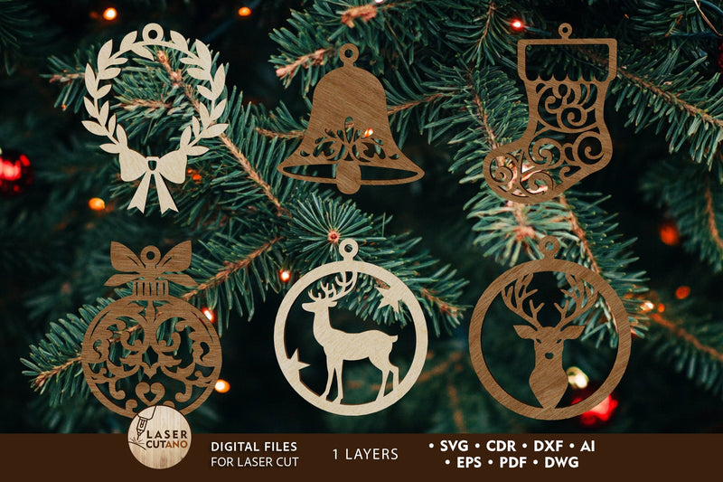 Christmas Tree Decorative Ornaments Toy SVG LaserCutano 