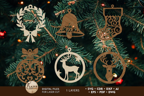 Christmas Tree Decorative Ornaments Toy SVG LaserCutano 