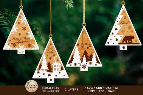 Christmas Tree Decorative Toys, Laser Cut Files SVG LaserCutano 