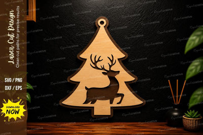 Christmas Tree Deer Ornament Laser Cut SVG Design SVG Regulrcrative 