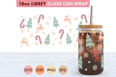 Christmas Tree Deer SVG PNG 16 oz Libbey Glass Can SVG Freeling Design House 