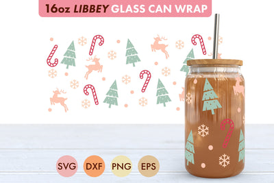 Christmas Tree Deer SVG PNG 16 oz Libbey Glass Can SVG Freeling Design House 