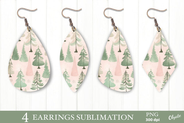Christmas Tree Earring Sublimation PNG. Christmas Earring PNG Sublimation Olga Terlyanskaya 