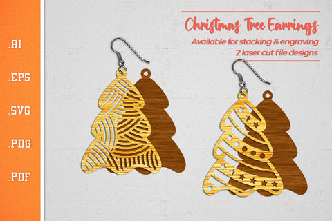 Christmas Tree Earrings 1 - SVG Cut Files SVG Slim Studio 