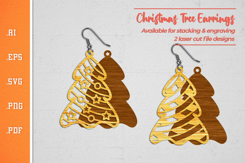 Christmas Tree Earrings 2 - SVG Cut Files SVG Slim Studio 