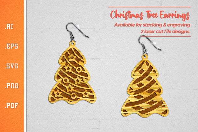 Christmas Tree Earrings 2 - SVG Cut Files SVG Slim Studio 