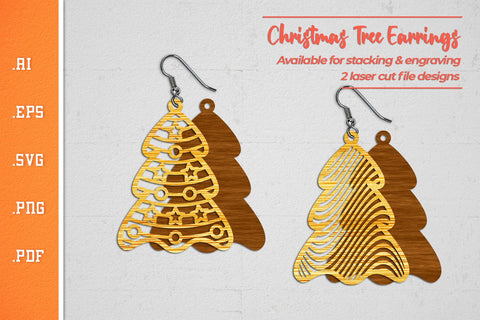 Christmas Tree Earrings 4 - SVG Cut Files SVG Slim Studio 