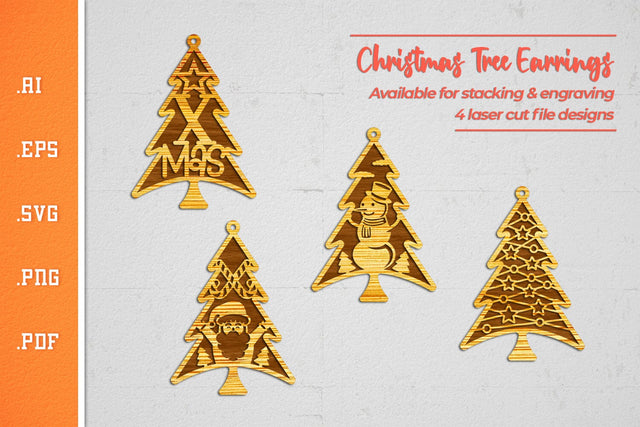 Christmas Tree Earrings SVG 2 SVG Slim Studio 