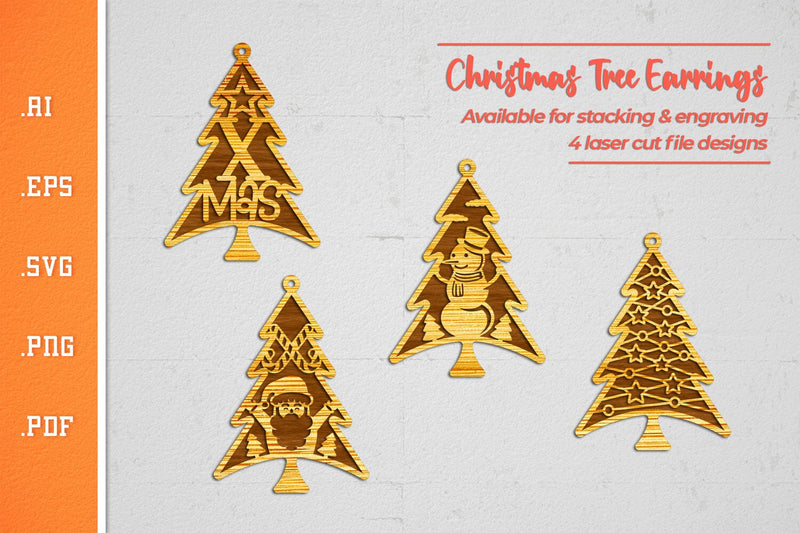 Christmas Tree Earrings SVG 2 SVG Slim Studio 