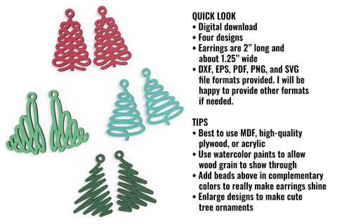 Christmas tree earrings SVG cut files SVG Angel on Empire 