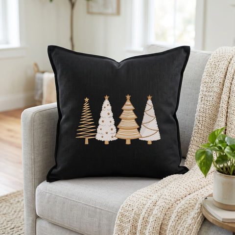 Christmas Tree Embroidery Design – Four Elegant Gold and White Holiday Trees Machine Embroidery File Embroidery/Applique DESIGNS PatternFeed8 