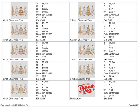 Christmas Tree Embroidery Design – Four Elegant Gold and White Holiday Trees Machine Embroidery File Embroidery/Applique DESIGNS PatternFeed8 