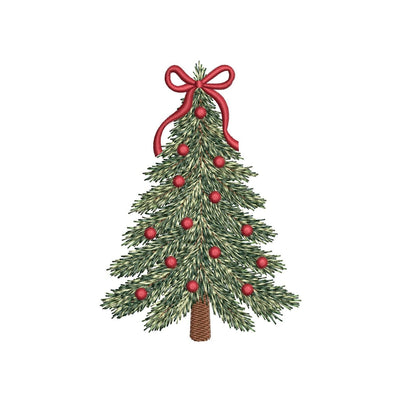 Christmas Tree Embroidery Design, Red Bow Machine Embroidery, 5x7 6x10 8x8 Digital File Embroidery/Applique DESIGNS Nino Nadaraia 