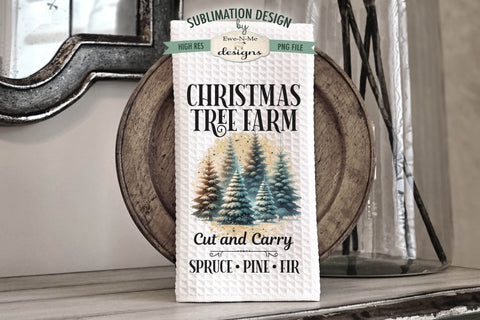 Christmas Tree Farm Kitchen Towel Sublimation PNG Designs Sublimation Ewe-N-Me Designs 