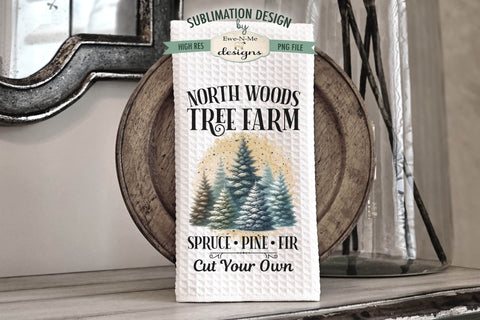 Christmas Tree Farm Kitchen Towel Sublimation PNG Designs Sublimation Ewe-N-Me Designs 