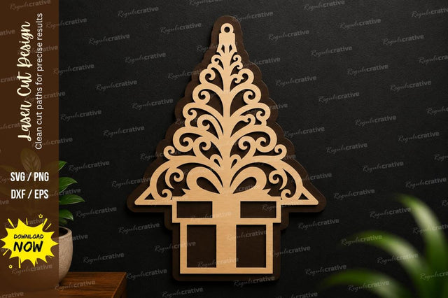 Christmas Tree Gift Laser Cut SVG Design SVG Regulrcrative 