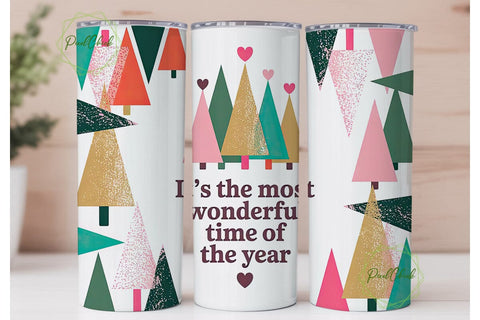 Christmas Tree Glitter 20oz Tumbler Wrap Sublimation PixelChick 