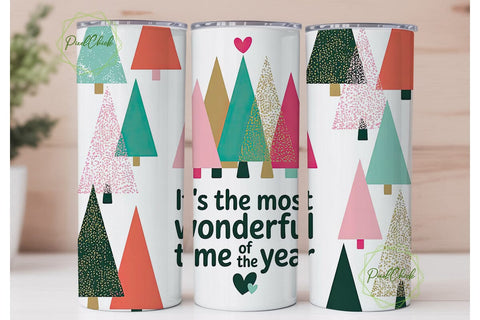 Christmas Tree Glitter 20oz Tumbler Wrap Sublimation PixelChick 