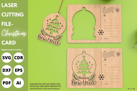 Christmas Tree Greeting Cards Ornament | paper cut | svg laser cut Glowforge SVG tofigh4lang 
