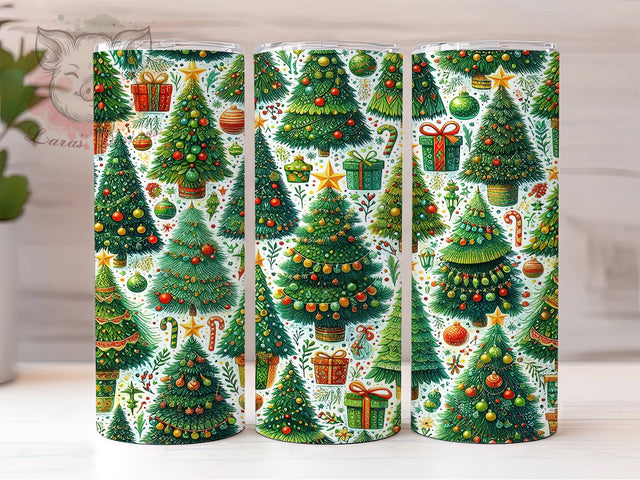 Christmas Tree Holiday Tumbler, Holiday Tree Sublimation Design, Festive Evergreen Art, 20oz Christmas Tumbler, Whimsical Holiday Mug, Elegant Tree Cup, Seasonal Christmas Wrap Sublimation Lara' s Designs 