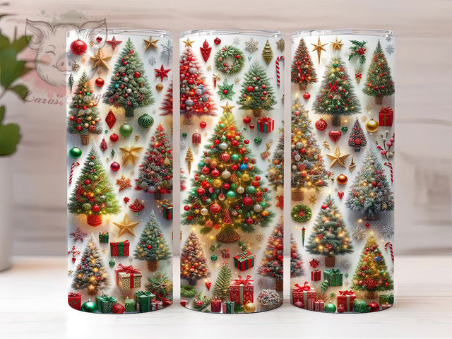 Christmas Tree Holiday Tumbler, Holiday Tree Sublimation Design, Festive Evergreen Art, 20oz Christmas Tumbler, Whimsical Holiday Mug, Elegant Tree Cup, Seasonal Christmas Wrap Sublimation Lara' s Designs 