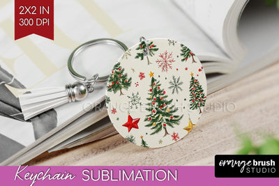 Christmas Tree Keychain PNG - Vintage Christmas Sublimation Sublimation OrangeBrushStudio 