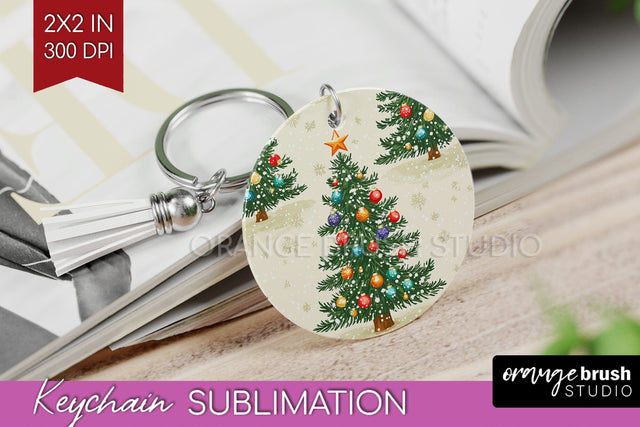 Christmas Tree Keychain PNG - Vintage Christmas Sublimation Sublimation OrangeBrushStudio 