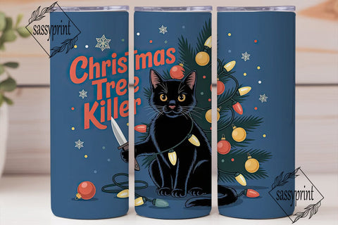 Christmas Tree Killer 20oz Tumbler Wrap Sublimation sassyprint 
