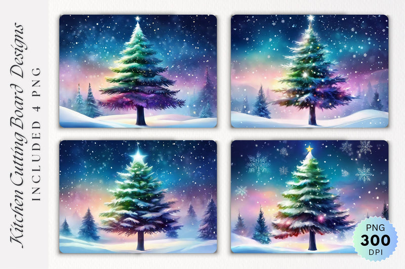 Christmas Tree Kitchen Cutting Board PNG Design Sublimation Regulrcrative 