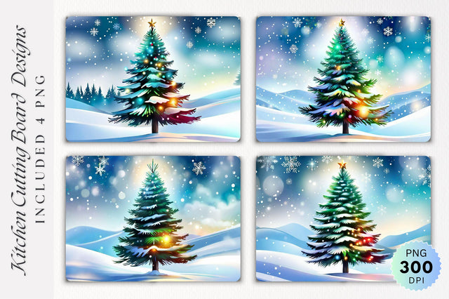 Christmas Tree Kitchen Cutting Board PNG Design Sublimation Regulrcrative 