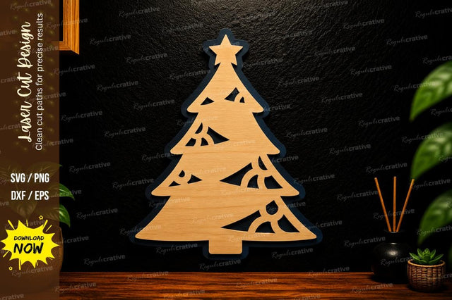 Christmas Tree Laser Cut SVG Holiday Ornament Design SVG Regulrcrative 