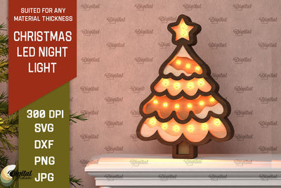 Christmas Tree Led Nightlight Laser Cut. 3D Light Box SVG SVG Evgenyia Guschina 