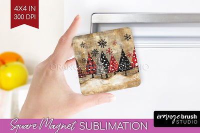 Christmas Tree Magnet Sublimation - Vintage Christmas Magnet Sublimation OrangeBrushStudio 
