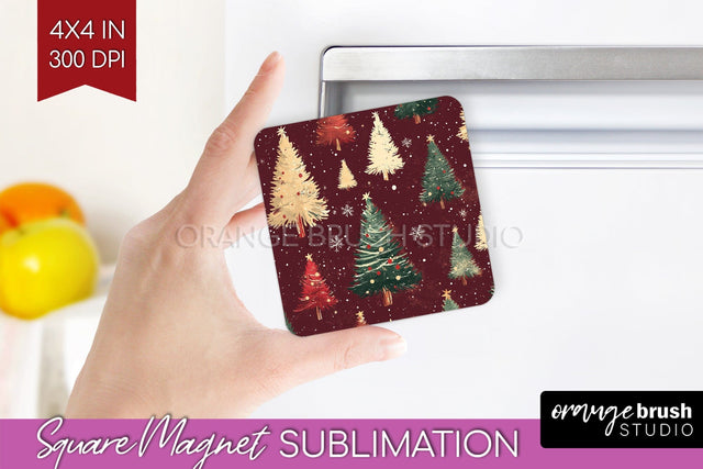 Christmas Tree Magnet Sublimation - Vintage Christmas Magnet Sublimation OrangeBrushStudio 