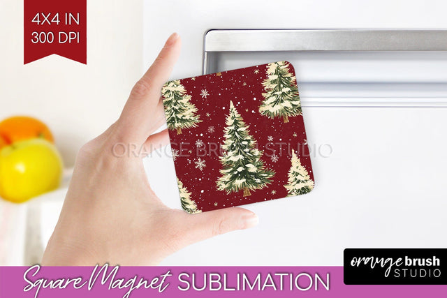 Christmas Tree Magnet Sublimation - Vintage Christmas Magnet Sublimation OrangeBrushStudio 