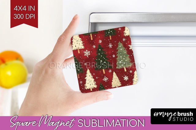 Christmas Tree Magnet Sublimation - Vintage Christmas Magnet Sublimation OrangeBrushStudio 