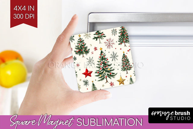 Christmas Tree Magnet Sublimation - Vintage Christmas Magnet Sublimation OrangeBrushStudio 