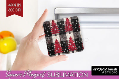 Christmas Tree Magnet Sublimation - Vintage Christmas Magnet Sublimation OrangeBrushStudio 