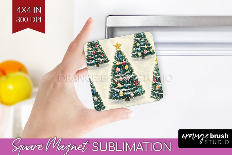 Christmas Tree Magnet Sublimation - Vintage Christmas Magnet Sublimation OrangeBrushStudio 