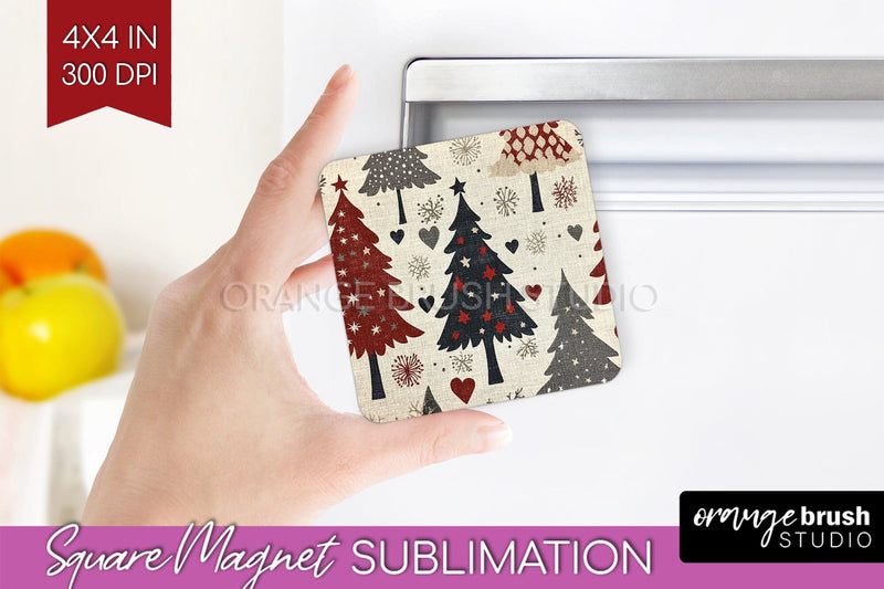 Christmas Tree Magnet Sublimation - Vintage Christmas Magnet Sublimation OrangeBrushStudio 